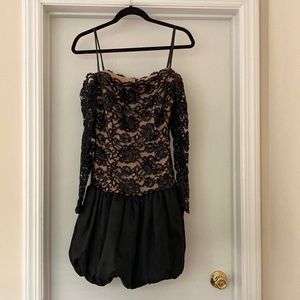 1980’s vintage black lace and sequin mini dress